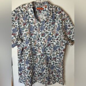 Tori Richard Aquaculture Fish Print Short Sleeve Aloha Hawaiian Shirt Size XL